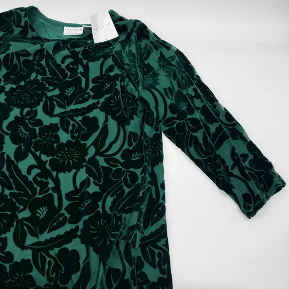 New SILK LORE Womens Green Velvet Burnout Shirt Size 2X Relaxed Corporate Goth - Picture 4 of 6
